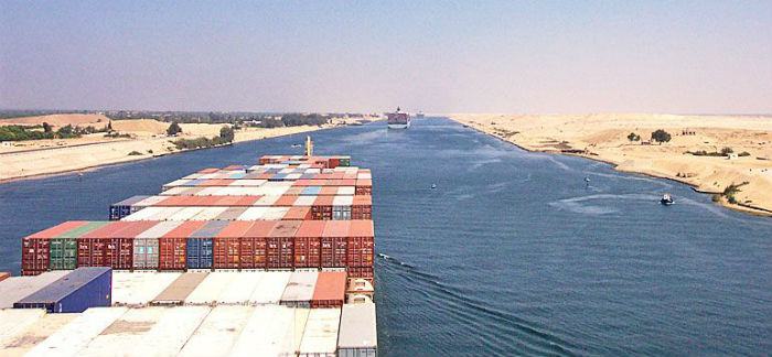 Cargo ship in Suez Canal