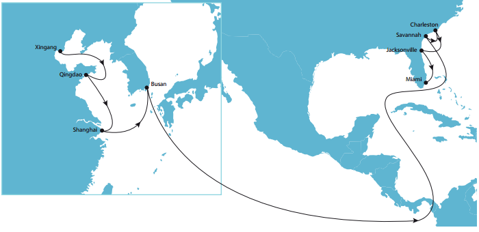 Maersk TP10 ocean shipping route