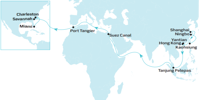 Ningbo Shanghai China Route Map