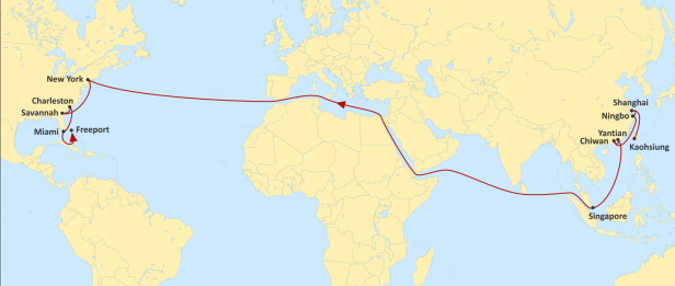MSC Transpacific route