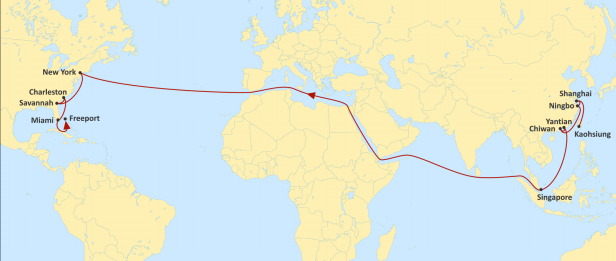 Ningbo Shanghai China Route Map