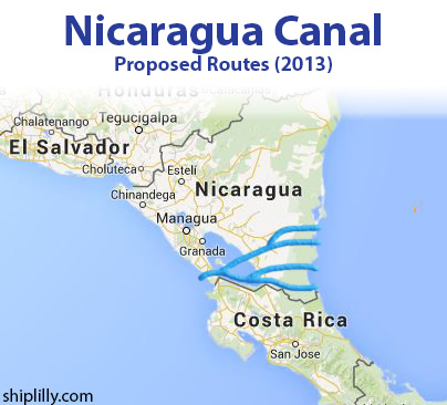 Nicaragua Canal Proposed Routes