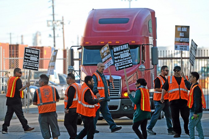 Port labor truckers on strike 