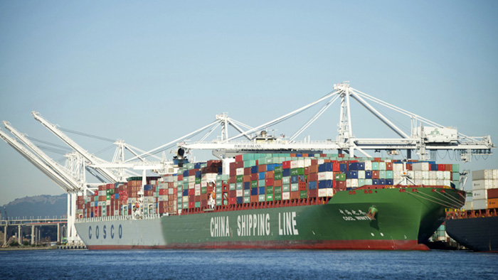 Mock image of COSCO and CSCL cargo ships literally merging into one