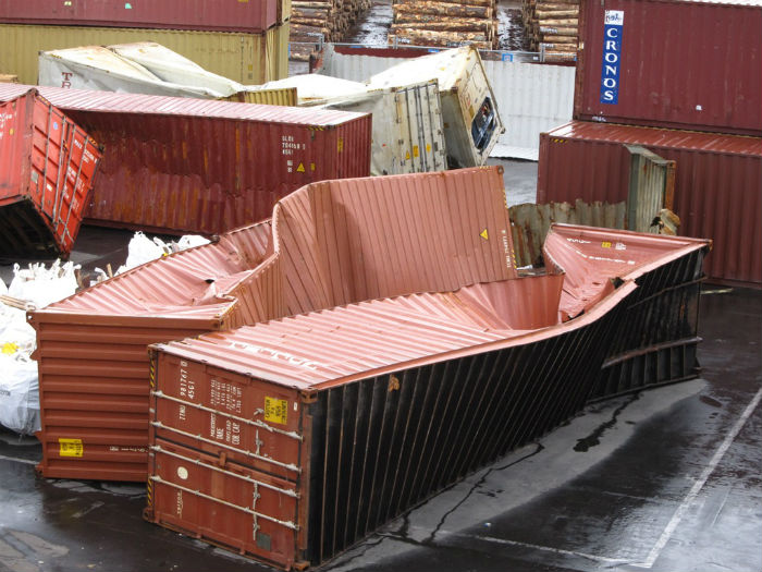 Damaged shipping containers