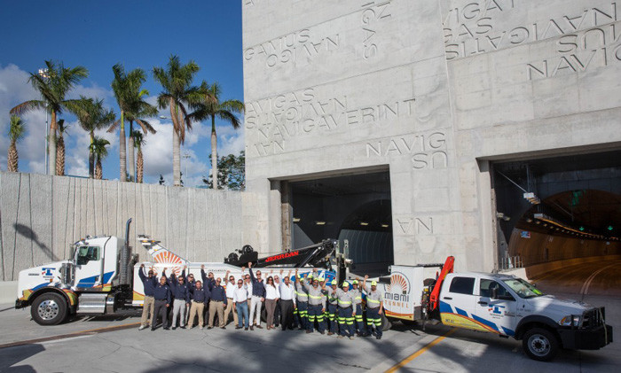 The Transfield Services (TSI) Team outside the tunnel entrance (credit: portofmiamitunnel.com)