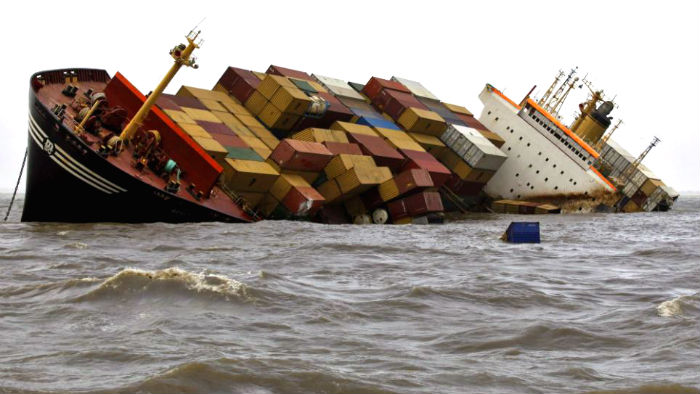 Cargo ship sinking