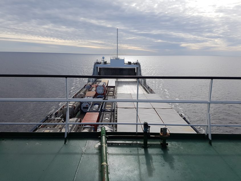 bridge view of a cargo vessel