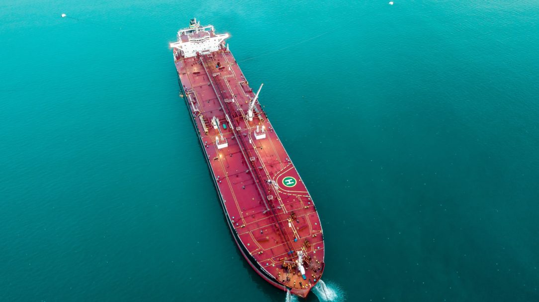 Cargo ship aereal view