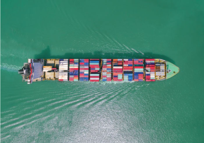 Container ship aereal view