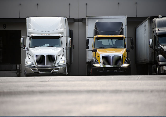 Trucks parked at warehouse